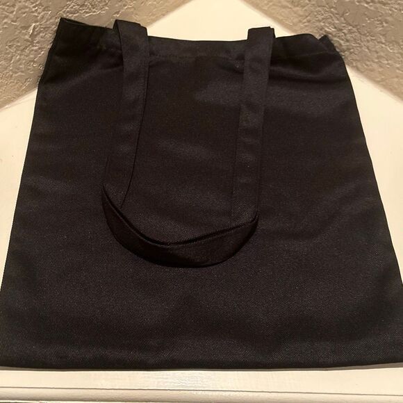 Celine Black Canvas Tote Bag Gold Logo Reusable Shopper NEW - Picture 3 of 8